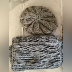 2-Piece Set: Scarf & Hat. Gray & Silver for Women
